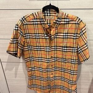 Burberry Men's Beige and Black Plaid Shirt